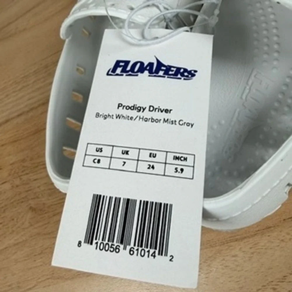 Floafers Prodigy Driver Toddler Shoe Sz 8 White Harbor Mist Gray EVA Foam NWT